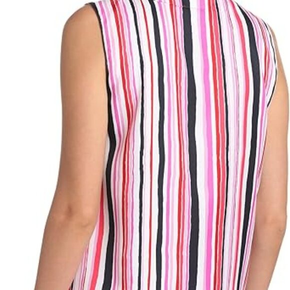 Jones New York Women's Sleeveless One Pocket Shirt Blouse Top Multicolor Size LP - Picture 2 of 6